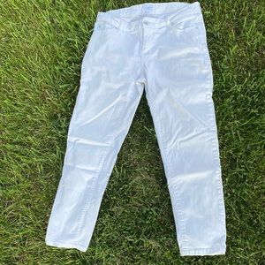Celebrity Pink | Mid Rise Skinny White Crop Jeans super stretchy